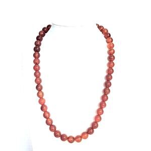 Carnelian Necklace Red Beads 10mm, 68g, 18" NICE